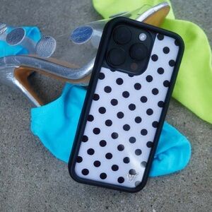 Wildflowers Black & White Polka Dot Phone Case with Black Bumper